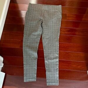 LOFT Women's Grey Plaid Pull On Dress Plaid Skinny Straight Leg Pants Size M EUC